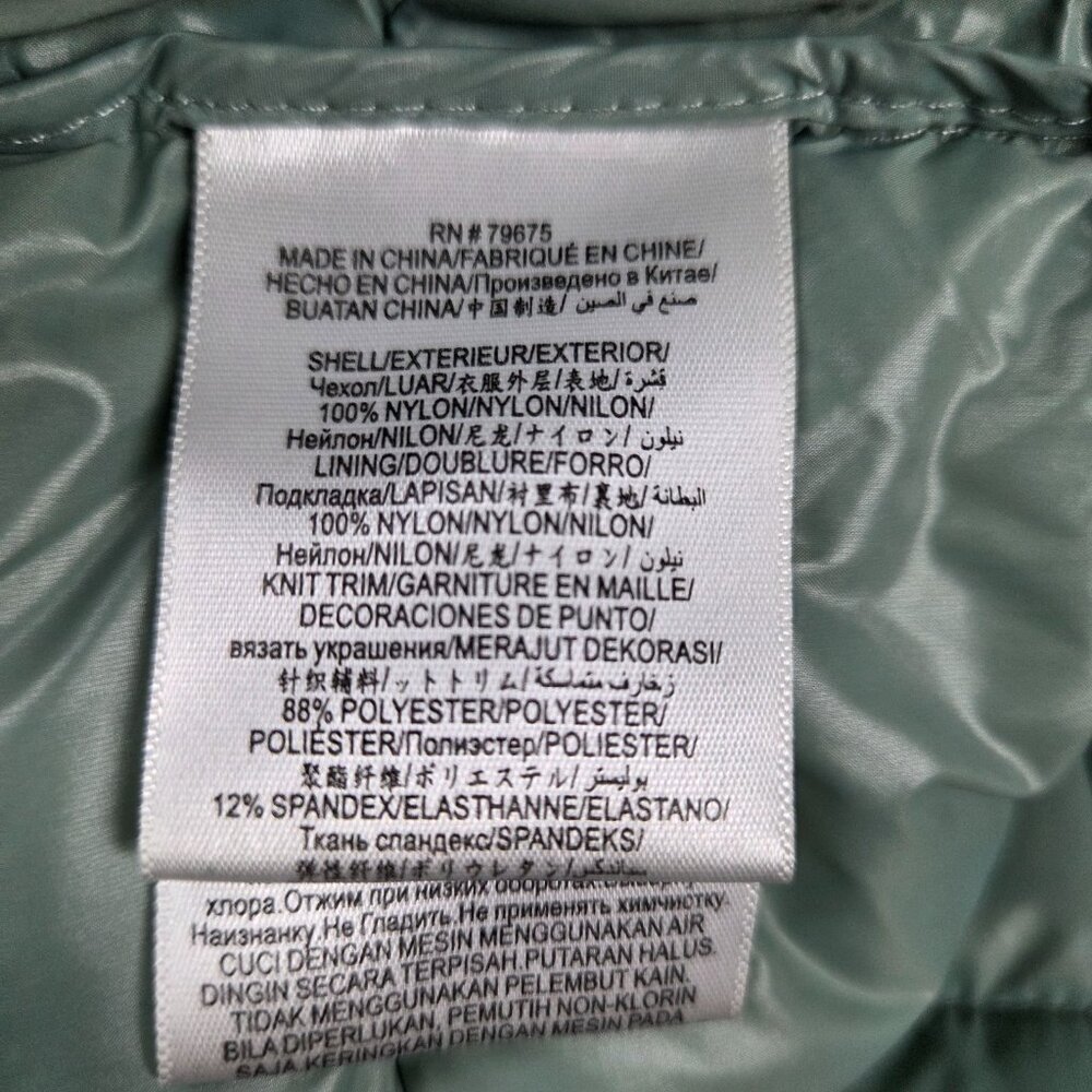 BCBG MAXAZRIA Puffer Jacket Womens Large Hooded Green Light Weight Down Filled - Picture 10 of 12
